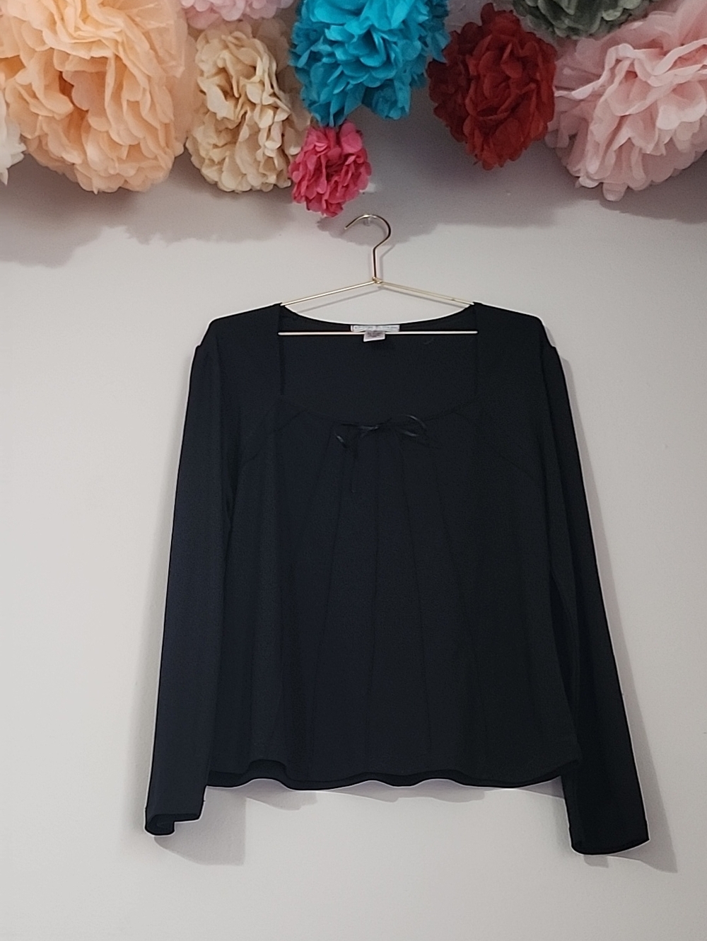 Square Neck Blouse with Bow Detail
